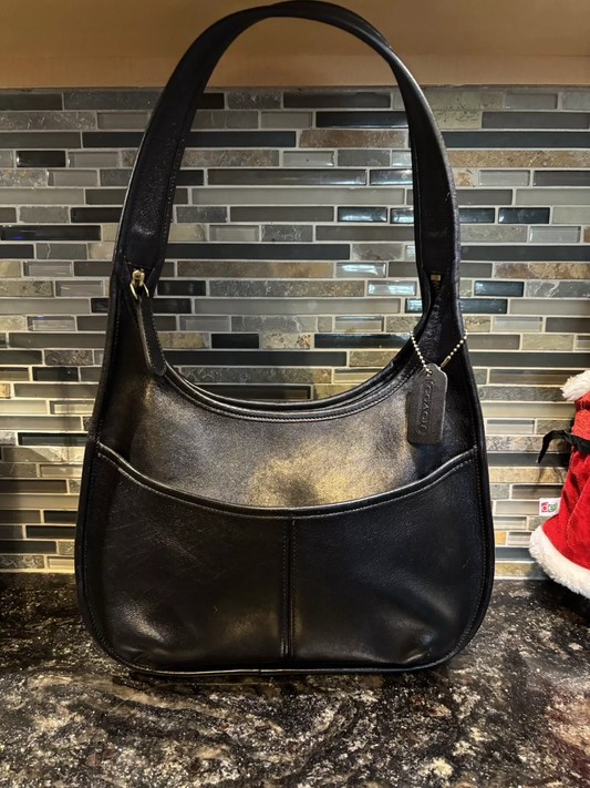 Vintage Coach 9033 Ergo Zip Shoulder Bag – Black Glovetanned Leather